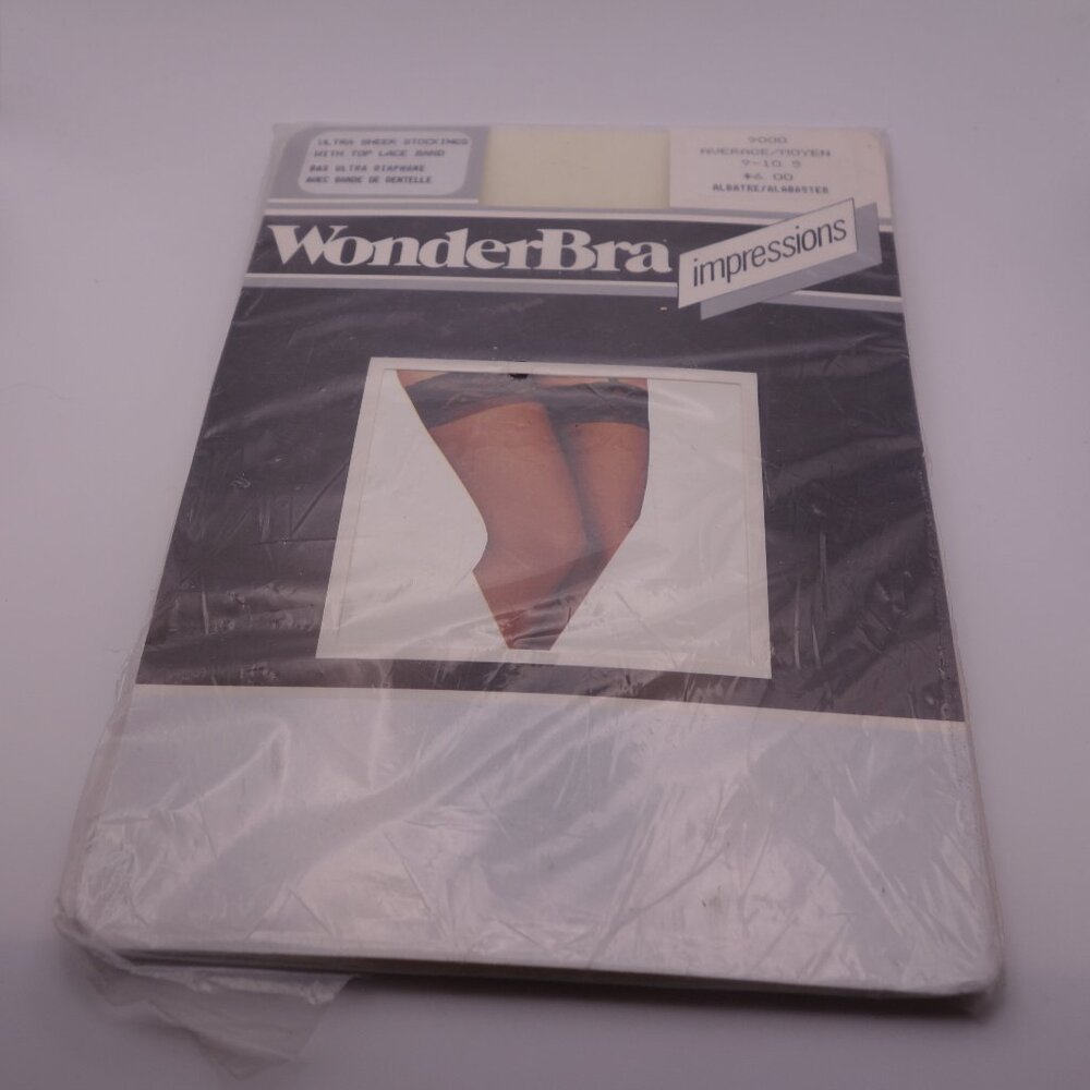 WonderBra impressions Ultra Sheer Stocking with Top Lace Band Average Alabaster